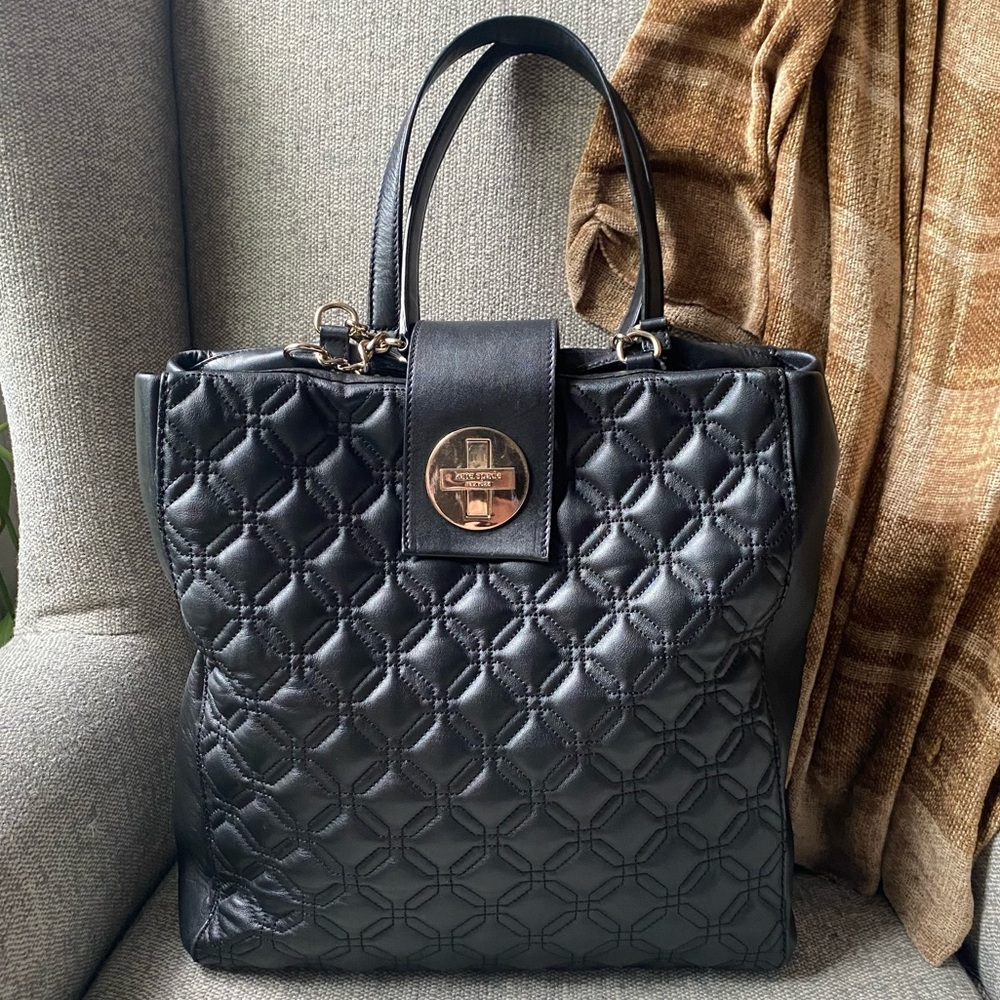 ❌sold❌Kate Spade Black Leather Astor Court Marlene Tote Handbag Purse Large